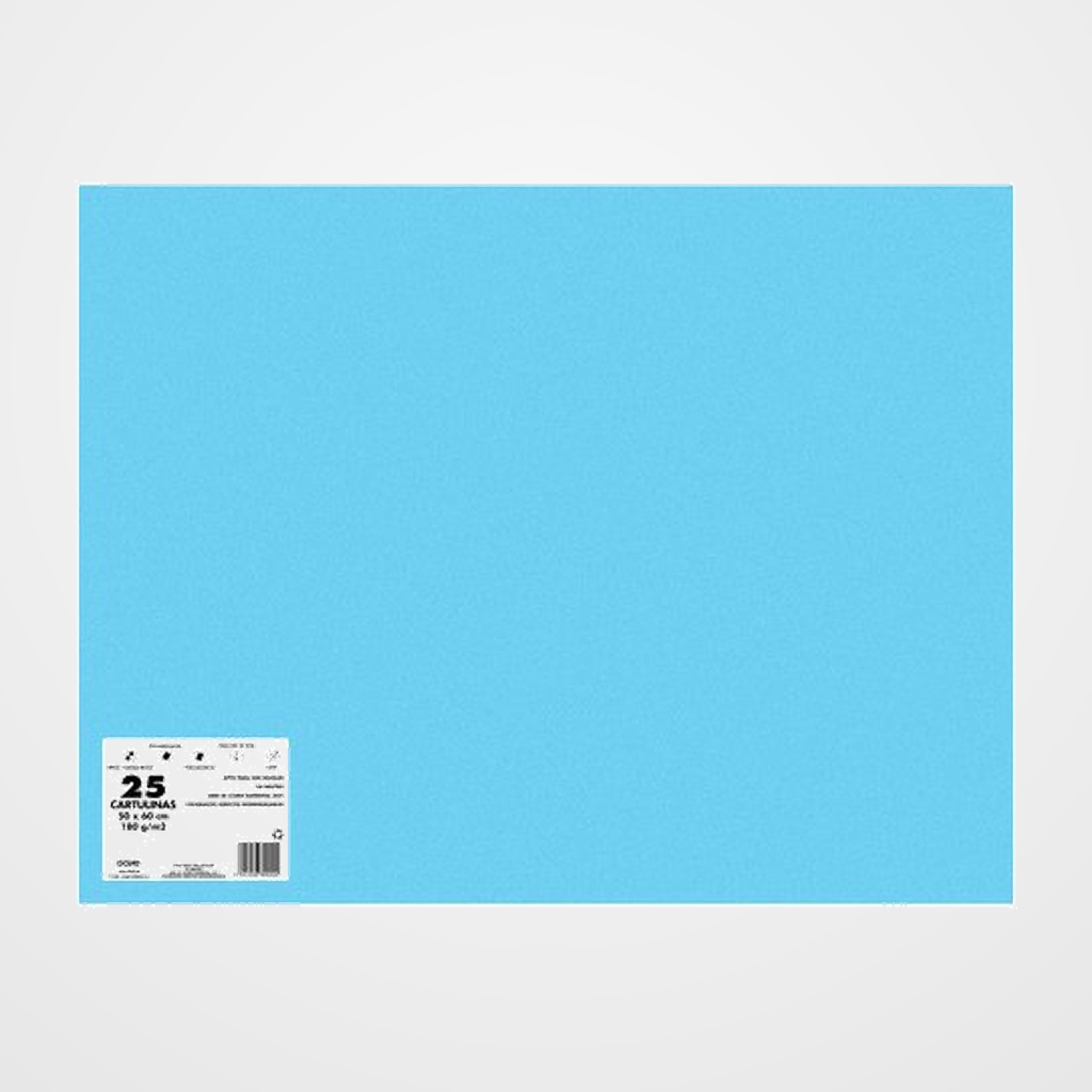 CARTULINA 50x65 DOHE 180g AZUL OCEANO PAQUETE de 25
