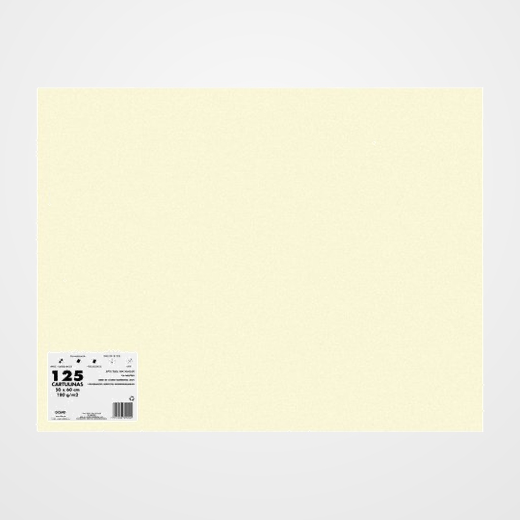 CARTULINA 50x65 DOHE 180g CREMA PAQUETE de 125