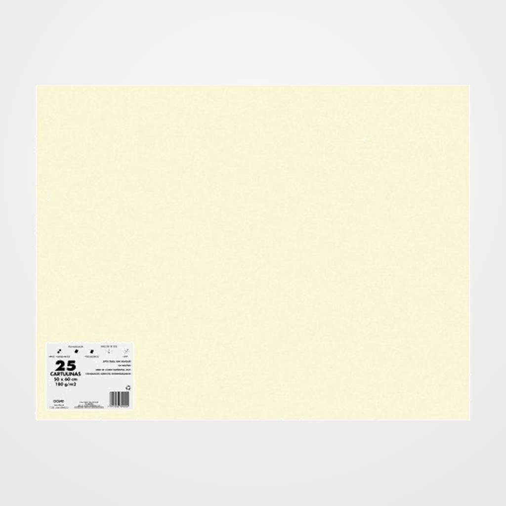 CARTULINA 50x65 DOHE 180g CREMA PAQUETE de 25