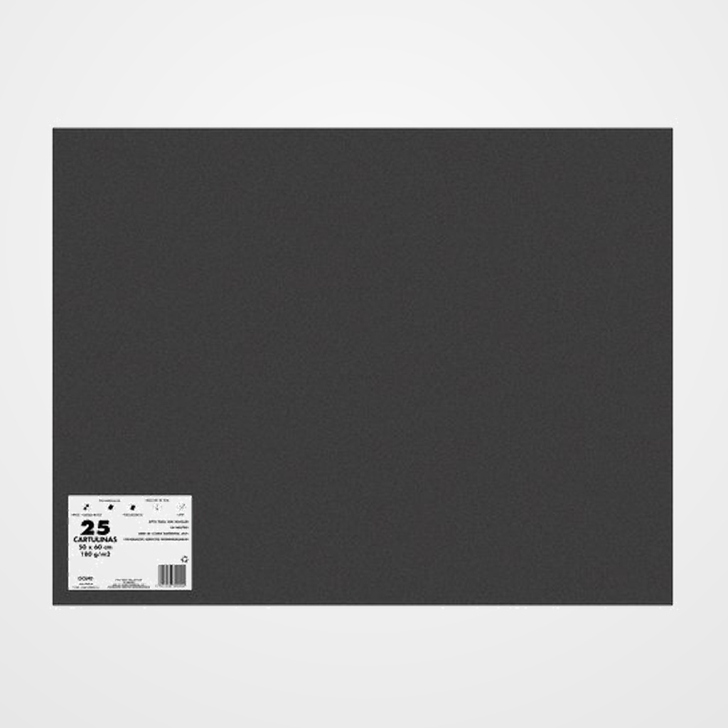 CARTULINA 50x65 DOHE 180g NEGRO PAQUETE de 25