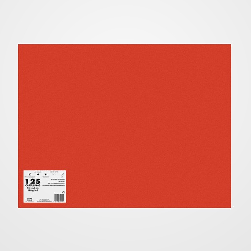 CARTULINA 50x65 DOHE 180g ROJO PAQUETE de 125