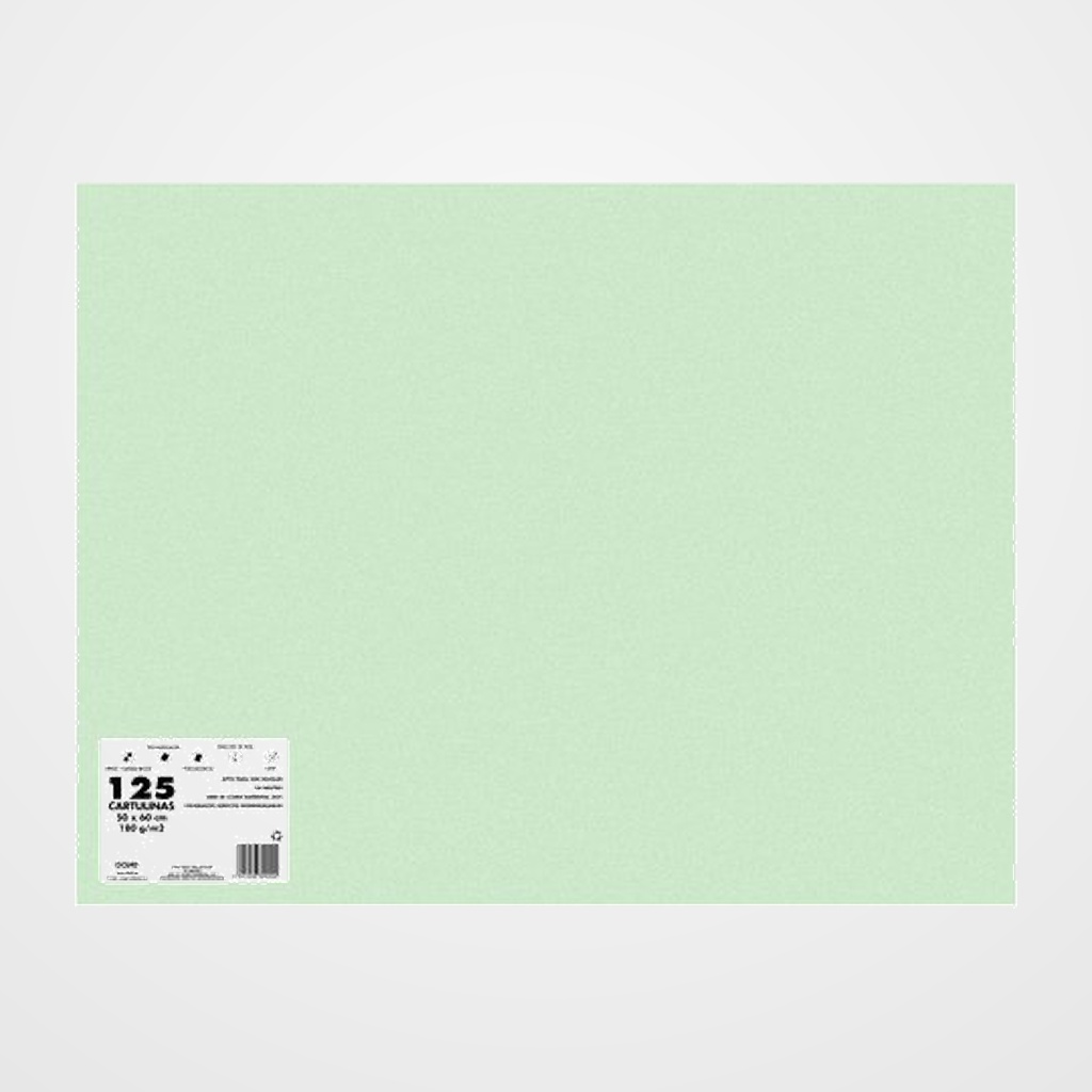 CARTULINA 50x65 DOHE 180g VERDE ALFACE PAQUETE de 125