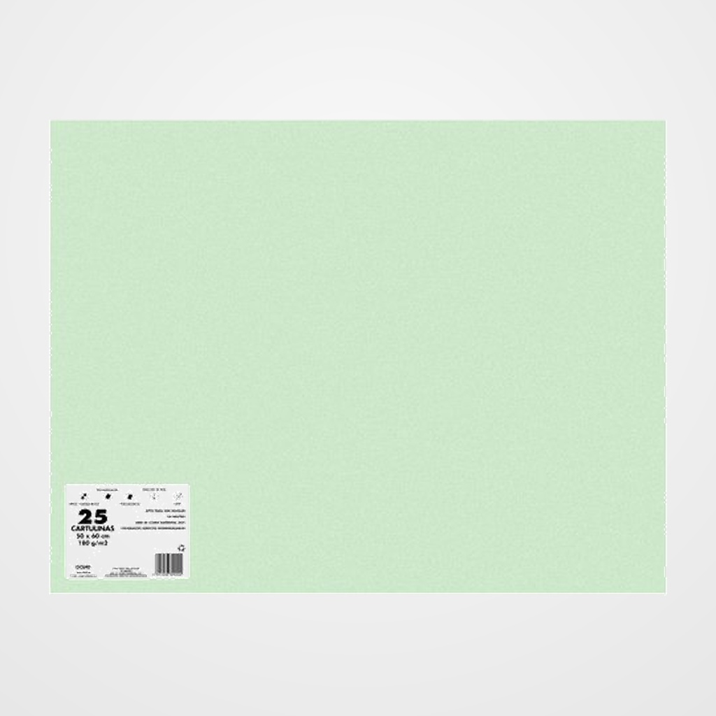 CARTULINA 50x65 DOHE 180g VERDE ALFACE PAQUETE de 25