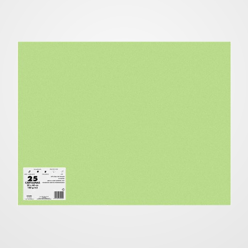 CARTULINA 50x65 DOHE 180g VERDE MONDEGO PAQUETE de 25