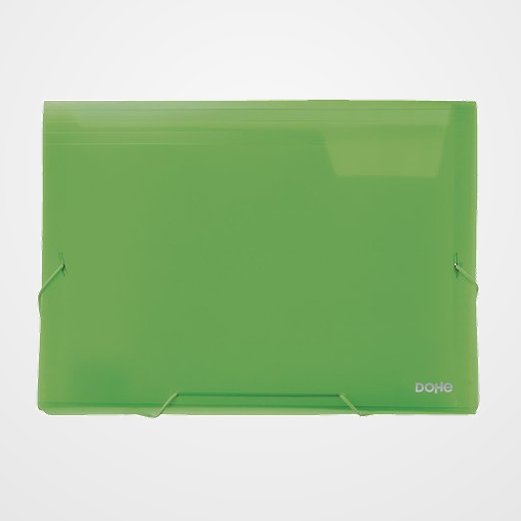 CLASIFICADOR ACORDEON DOHE PP TRANSLUCIDO A4 13 DPTOS. GOMAS VERDE
