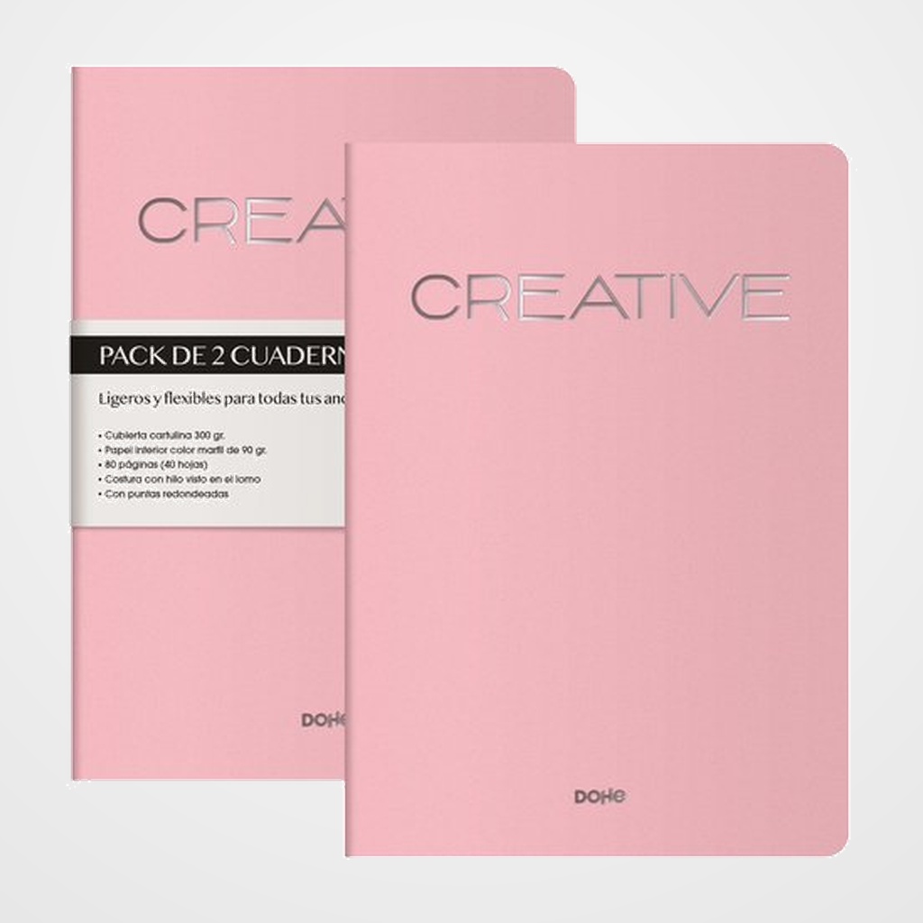 CUADERNO DOHE CREATIVE A4 40h 90gr. LISO ROSA PACK de 2