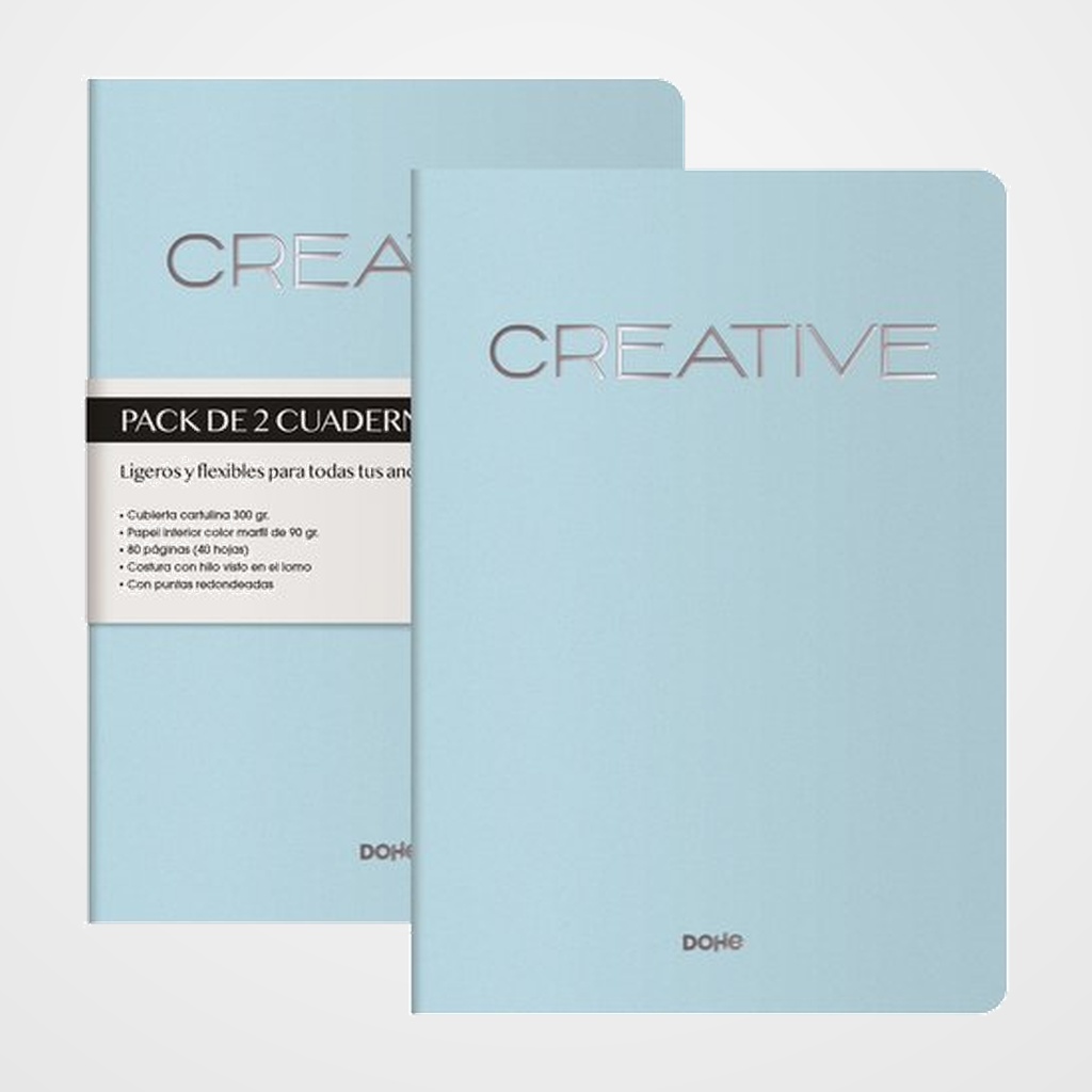 CUADERNO DOHE CREATIVE A4 40h 90gr. LISO TURQUESA PACK de 2