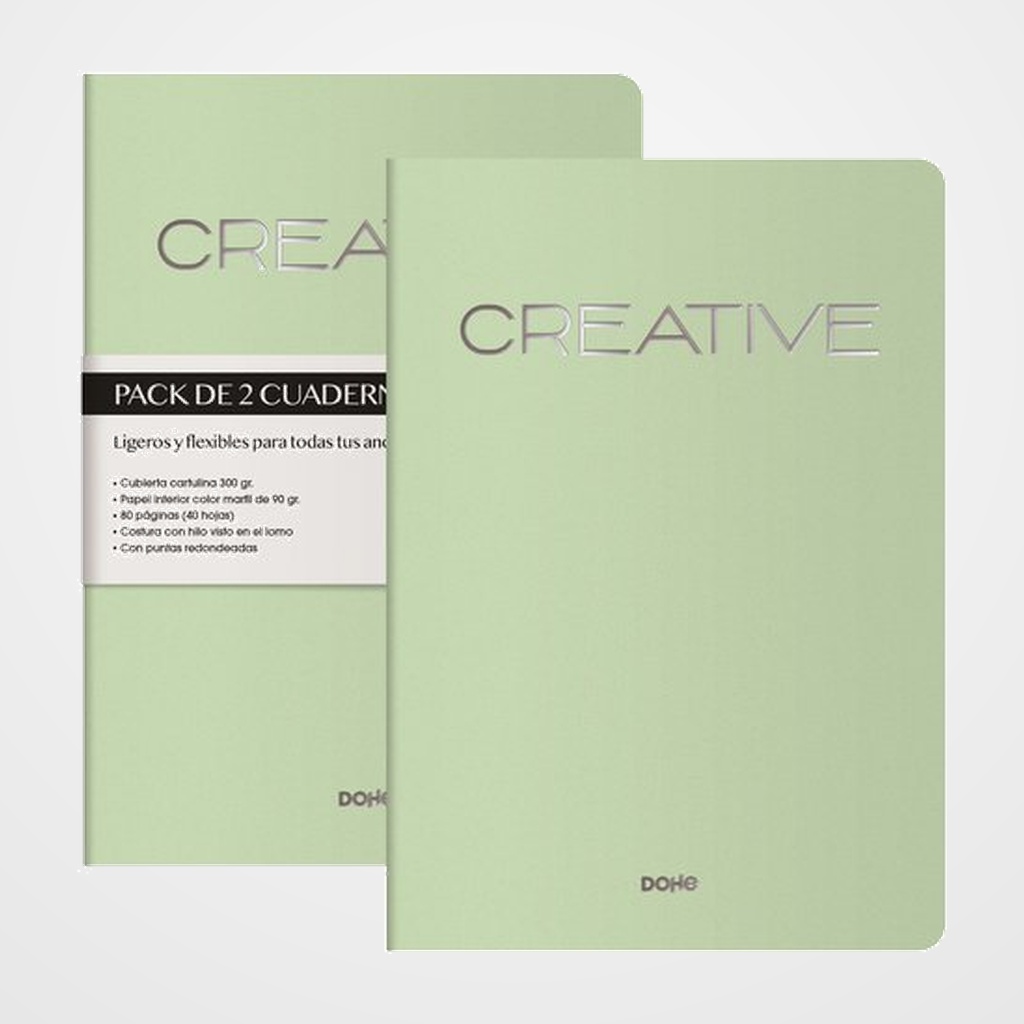 CUADERNO DOHE CREATIVE A4 40h 90gr. LISO VERDE PACK de 2