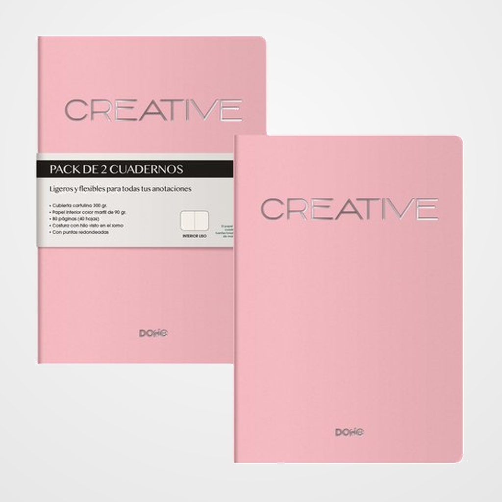 CUADERNO DOHE CREATIVE A5 40h 90gr. LISO ROSA PACK de 2