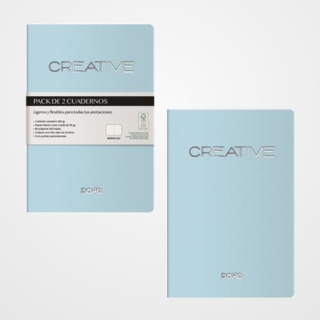 CUADERNO DOHE CREATIVE A6 40h 90gr. LISO TURQUESA PACK de 2