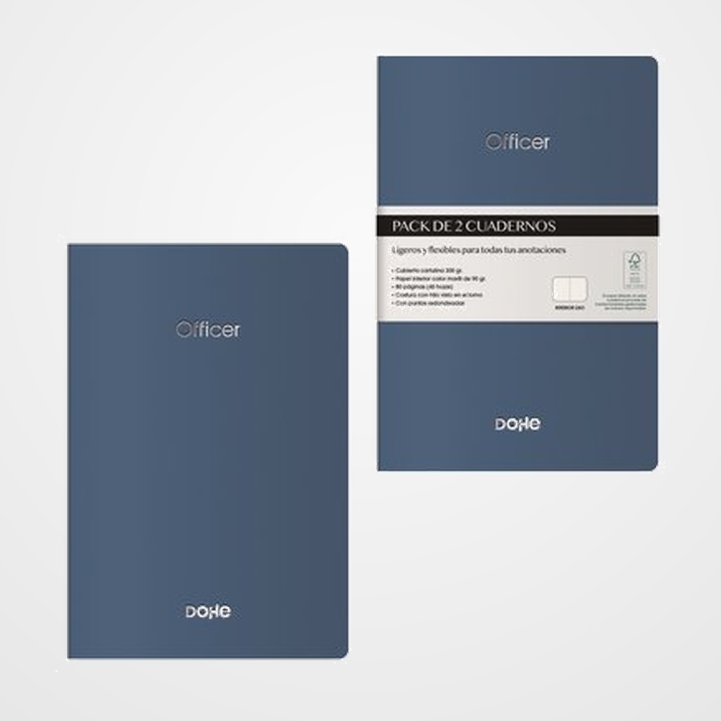 CUADERNO DOHE OFFICER A6 40h 90gr. LISO AZUL NOCHE PACK de 2