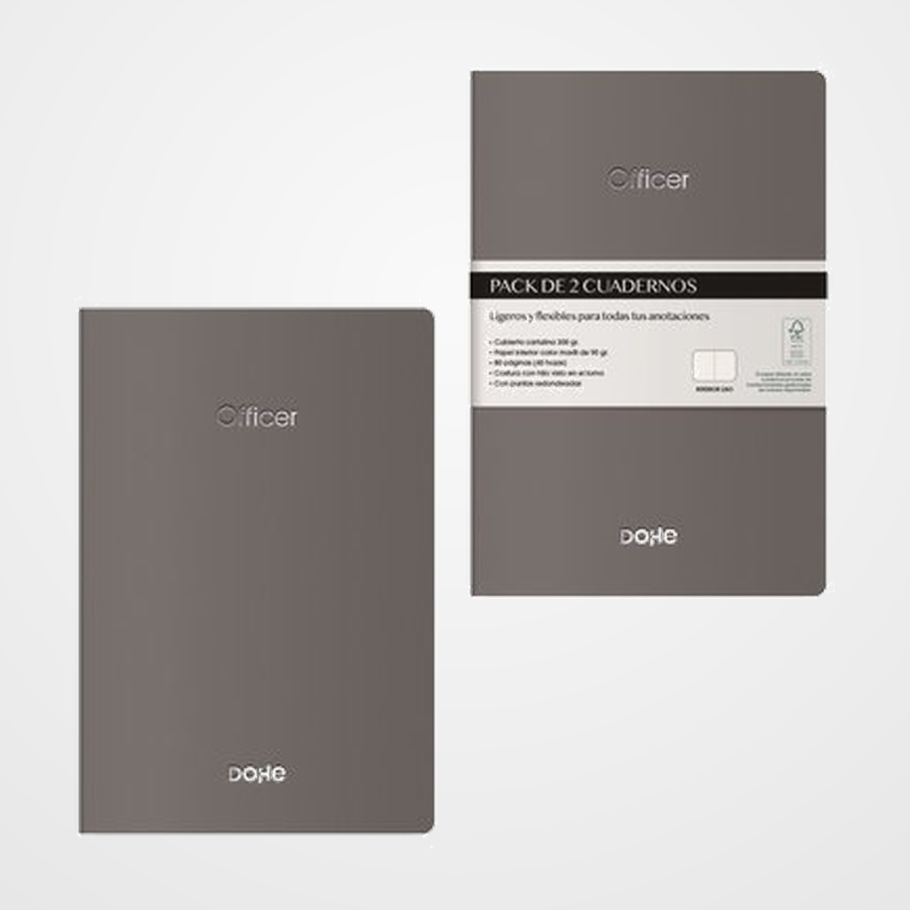 CUADERNO DOHE OFFICER A6 40h 90gr. LISO GRIS PACK de 2