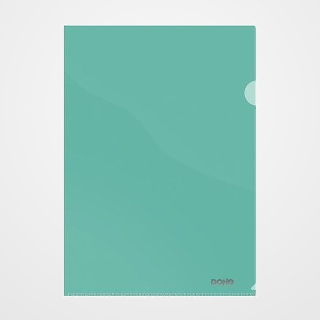 DOSIER ANGULO RECTO DOHE PP CRISTAL 120µ A4 VERDE PAQUETE de 10
