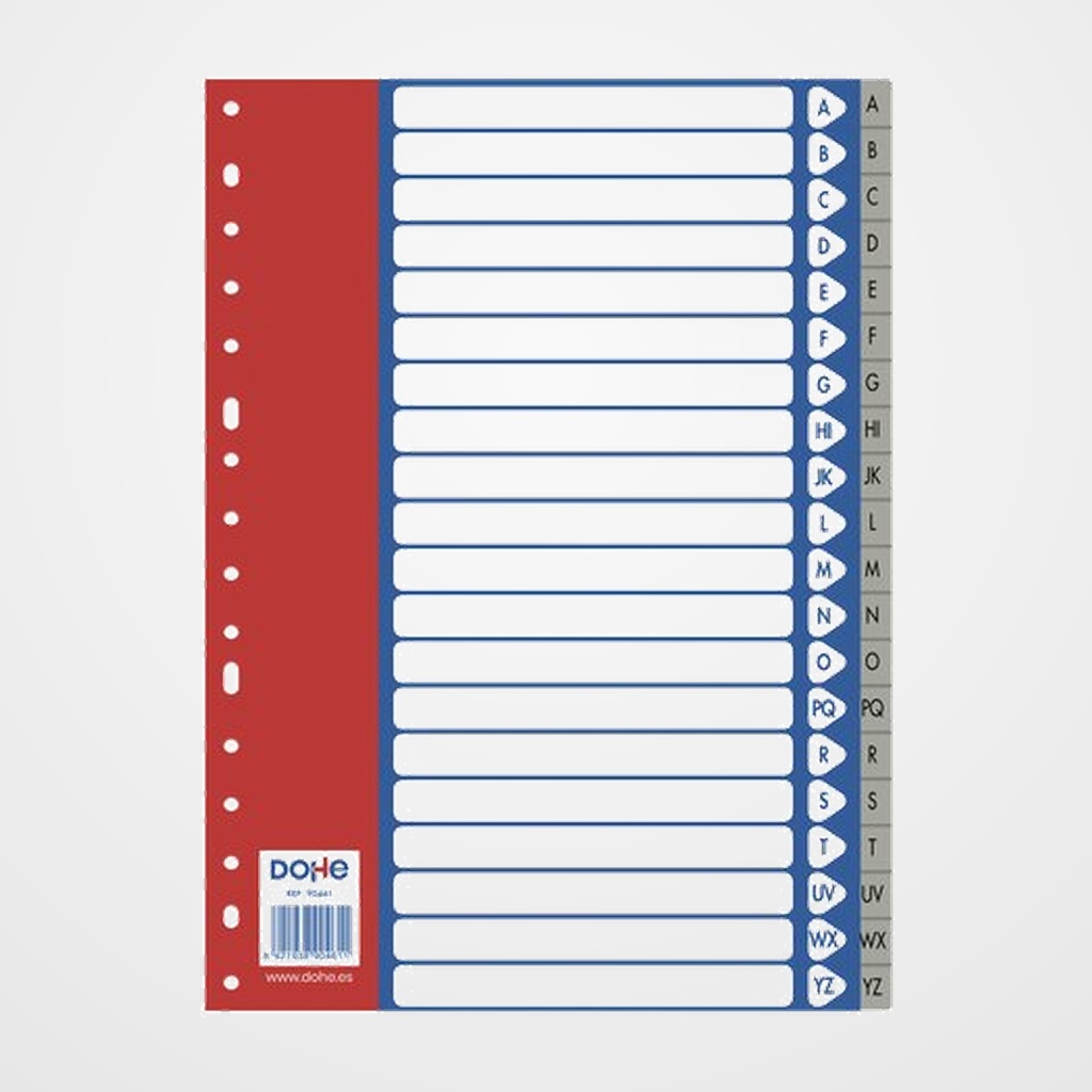 INDICE DOHE PP ALFABETICO A4 pestañas 1-20 16 taladros GRIS