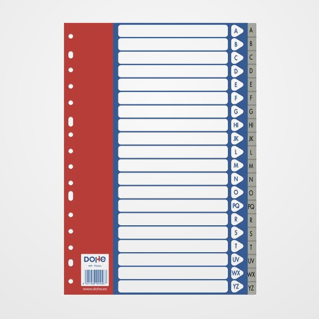 INDICE DOHE PP ALFABETICO Fº pestañas 1-20 16 taladros GRIS