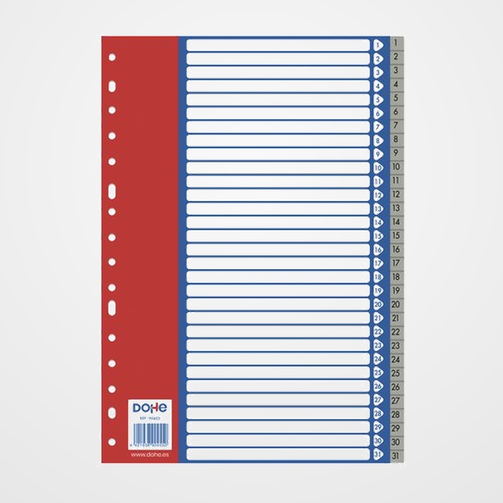 INDICE DOHE PP NUMERICO Fº pestañas 1-31 16 taladros GRIS