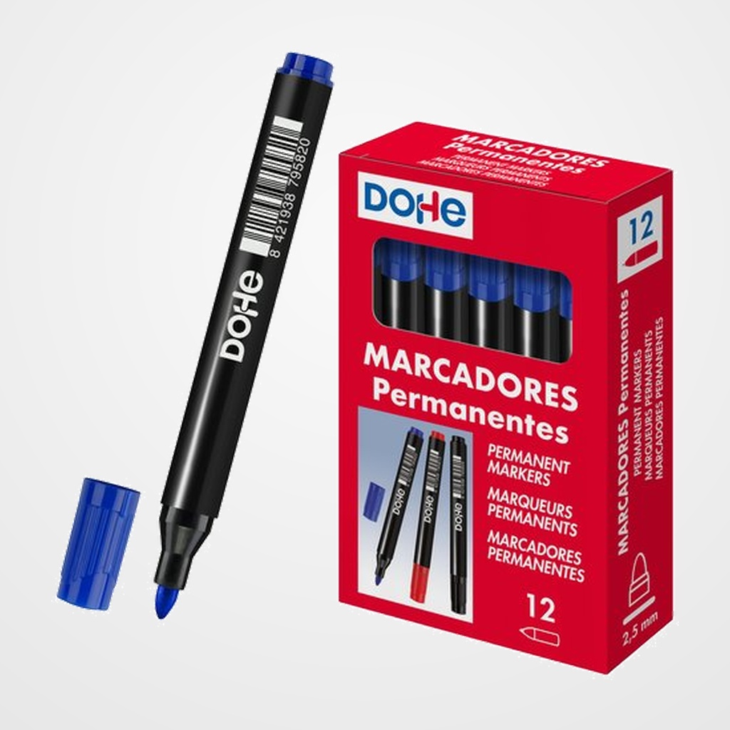 MARCADOR PERMANENTE DOHE CONICO 2 mm AZUL