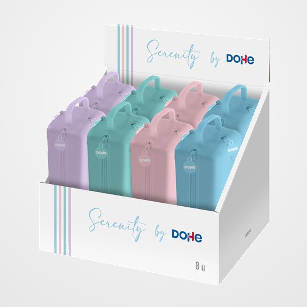 PORTATODO DOHE SERENITY SILICONA CUADRUPLE con ASA LATERAL SURTIDO EXOSITOR DE 8