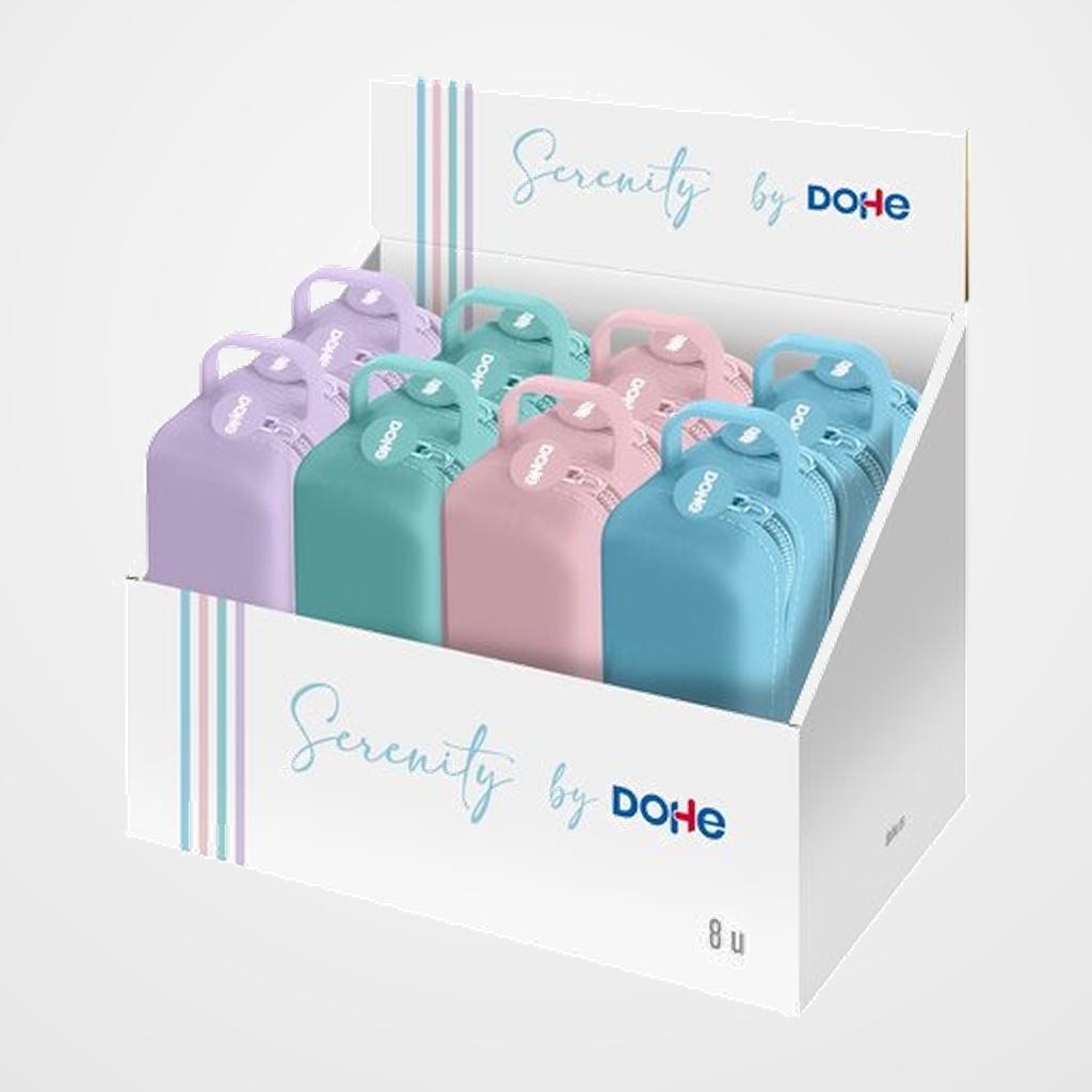PORTATODO DOHE SERENITY SILICONA DOBLE con ASA LATERAL SURTIDO EXOSITOR DE 8
