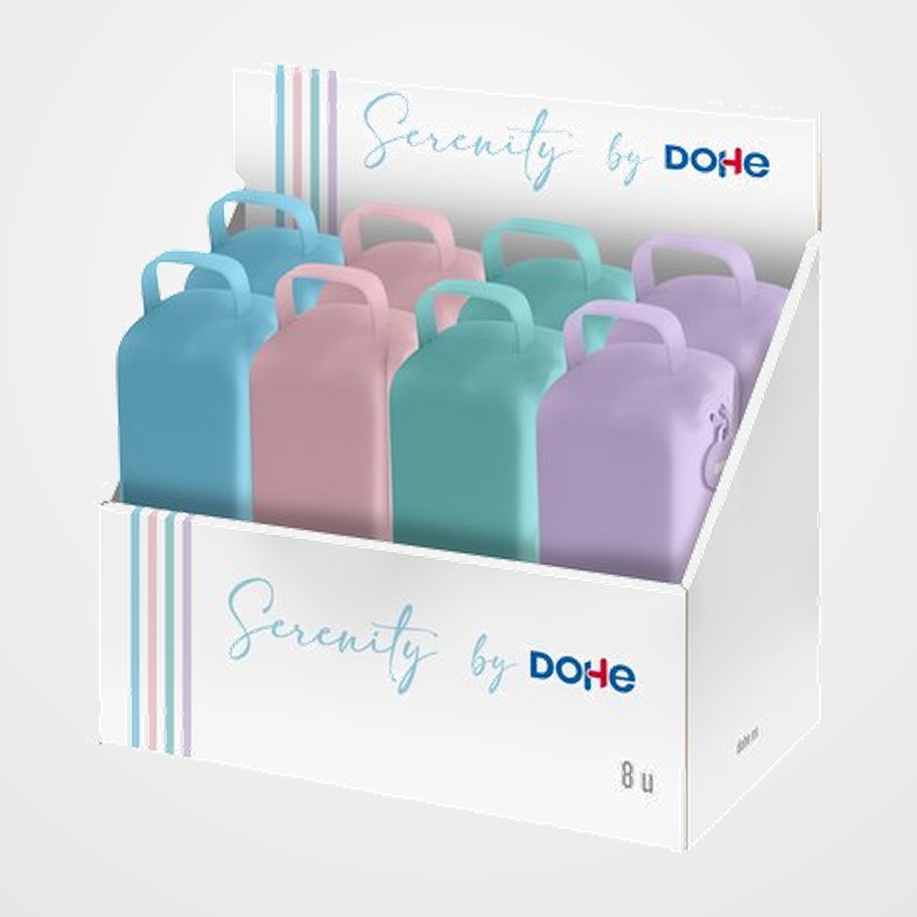 PORTATODO DOHE SERENITY SILICONA SIMPLE con ASA LATERAL SURTIDO EXOSITOR DE 8