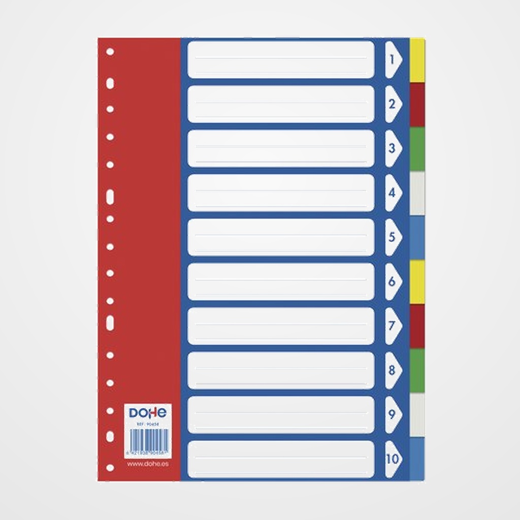 SEPARADORES DOHE PP COLORES A4 10 pestañas 16 taladros