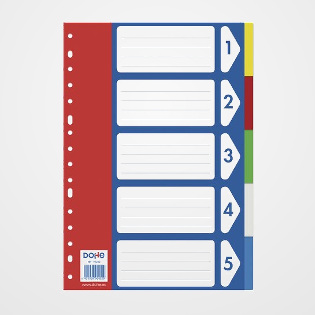 SEPARADORES DOHE PP COLORES Fº 5 pestañas 16 taladros