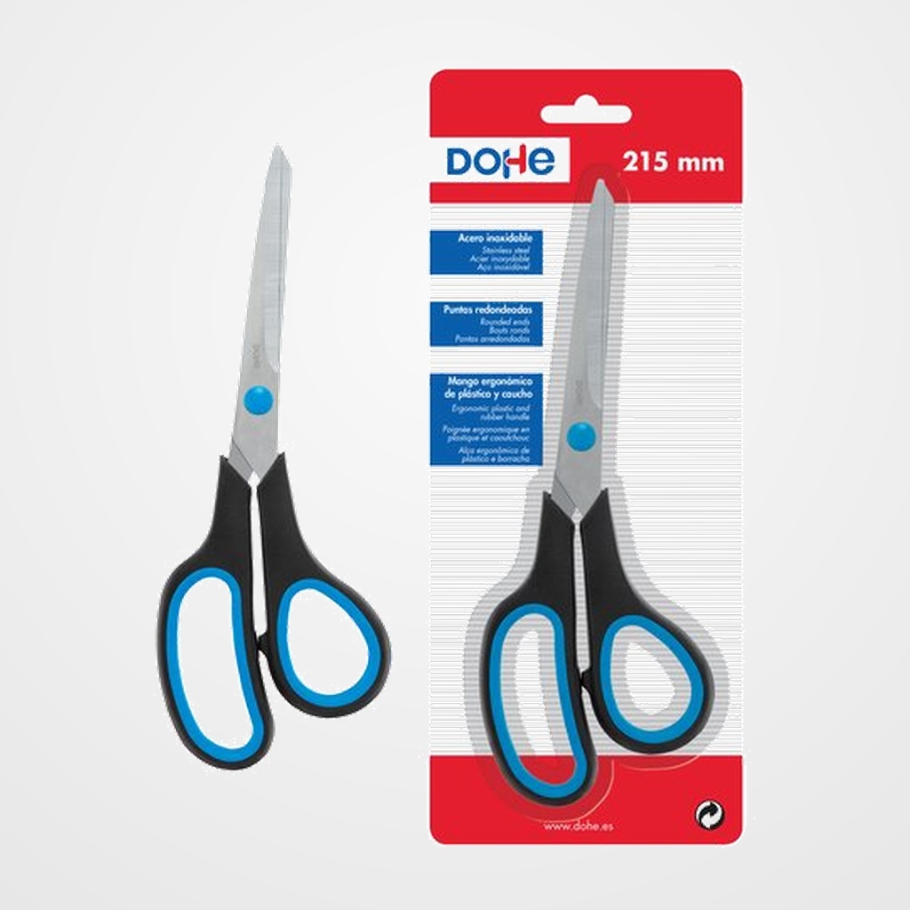 TIJERAS DOHE ERGONOMICA 21 cm. ASIMETRICA NEGRO Y ROJO