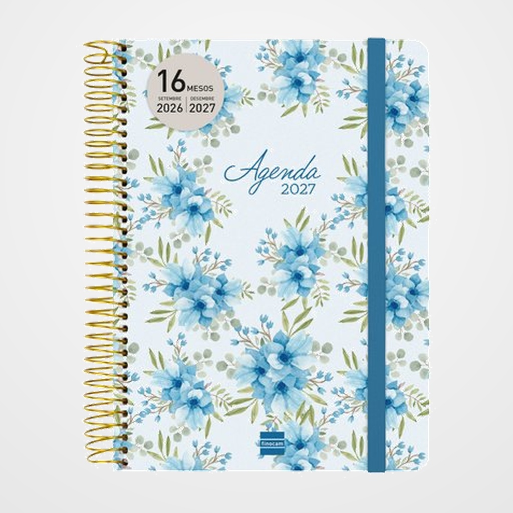 AGENDA ANUAL (2026-27) FINOCAM CATALAN 16 MESES CLOE ESPIRAL tapa EXTRADURA S/V APAIS. E10 155x212 con GOMA BLAU