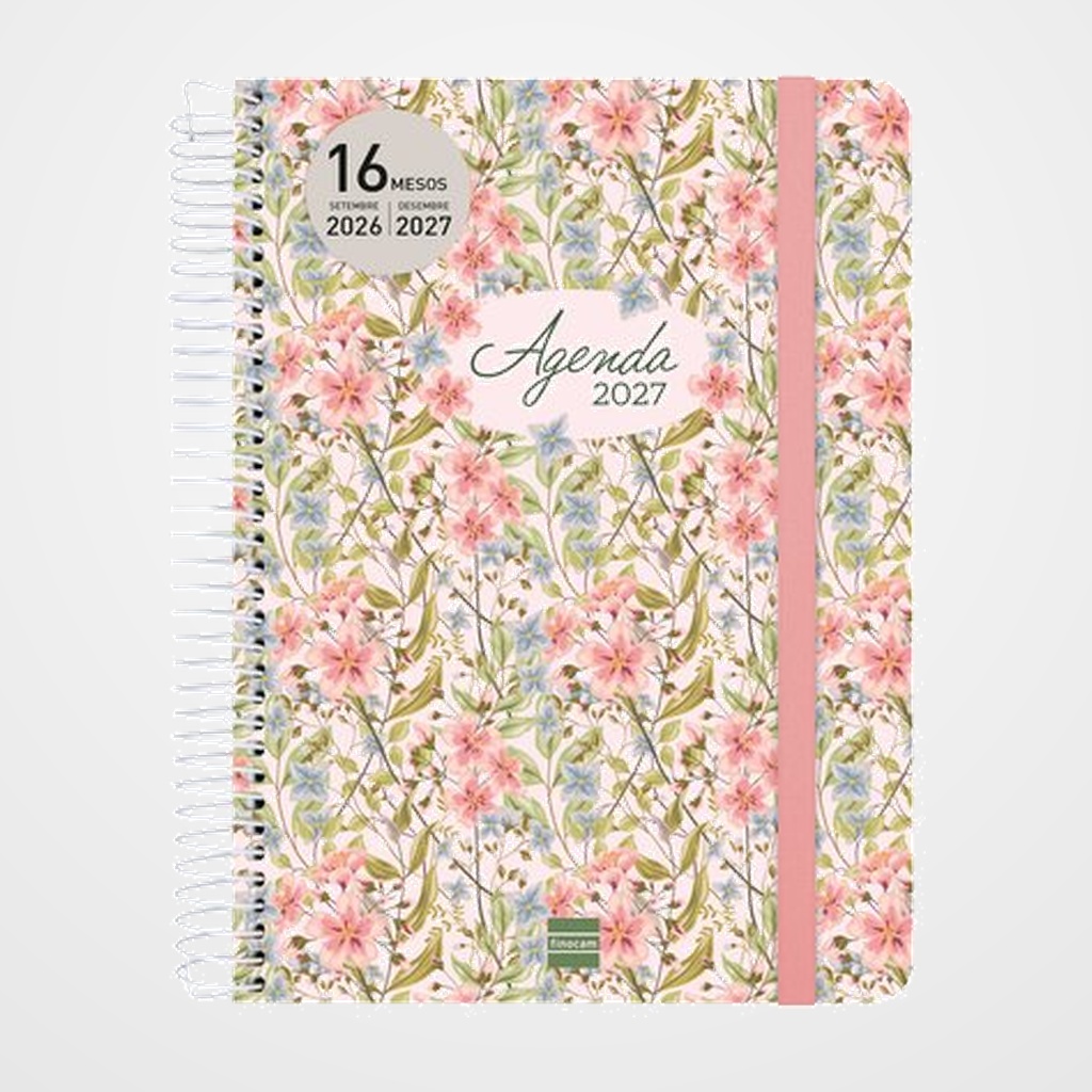 AGENDA ANUAL (2026-27) FINOCAM CATALAN 16 MESES CLOE ESPIRAL tapa EXTRADURA S/V APAIS. E10 155x212 con GOMA ROSA
