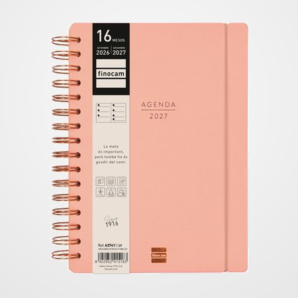 AGENDA ANUAL (2026-27) FINOCAM CATALAN 16 MESES HAIKU WIRE-O tapa EXTRADURA S/V APAIS. E10 155x212 con GOMA CORAL