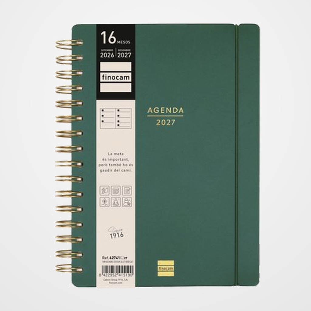 [82701035] AGENDA ANUAL (2026-27) FINOCAM CATALAN 16 MESES HAIKU WIRE-O tapa EXTRADURA S/V APAIS. E10 155x212 con GOMA VERD