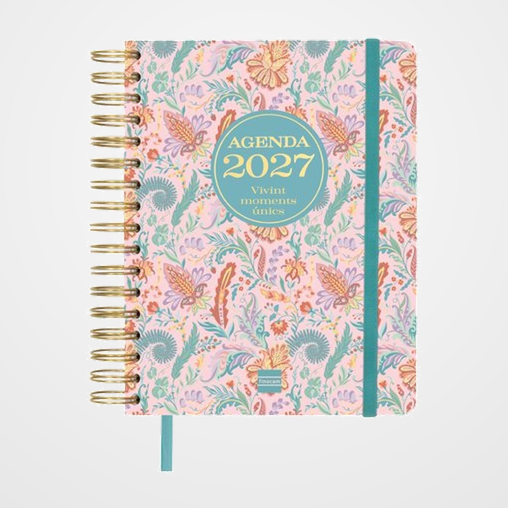 AGENDA ANUAL (2026-27) FINOCAM CATALAN 16 MESES VITAE WIRE-O tapa EXTRADURA S/V APAIS. 4º 155x217 con GOMA ROSA
