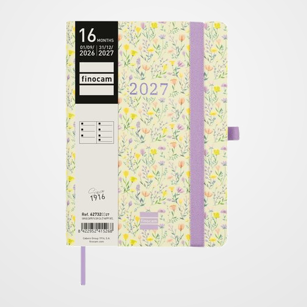 AGENDA ANUAL (2026-27) FINOCAM 16 MESES INTERNACIONAL CAPRI COSIDA tapa EXTRADURA S/V APAIS. F4 118x168 con GOMA HAPPY