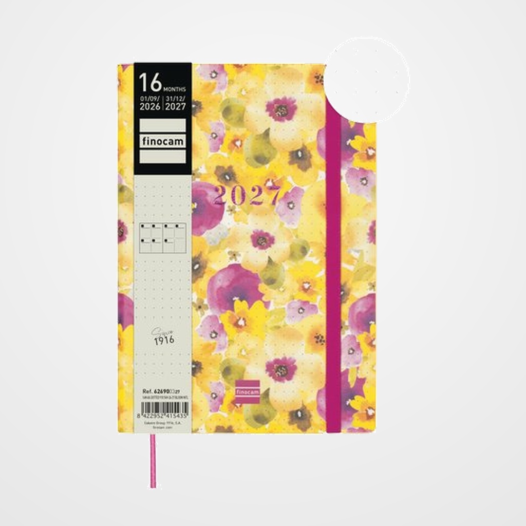 AGENDA ANUAL (2026-27) FINOCAM 16 MESES INTERNACIONAL DOTTED COSIDA S/V APAIS. Y10 140x204 con GOMA BLOOM