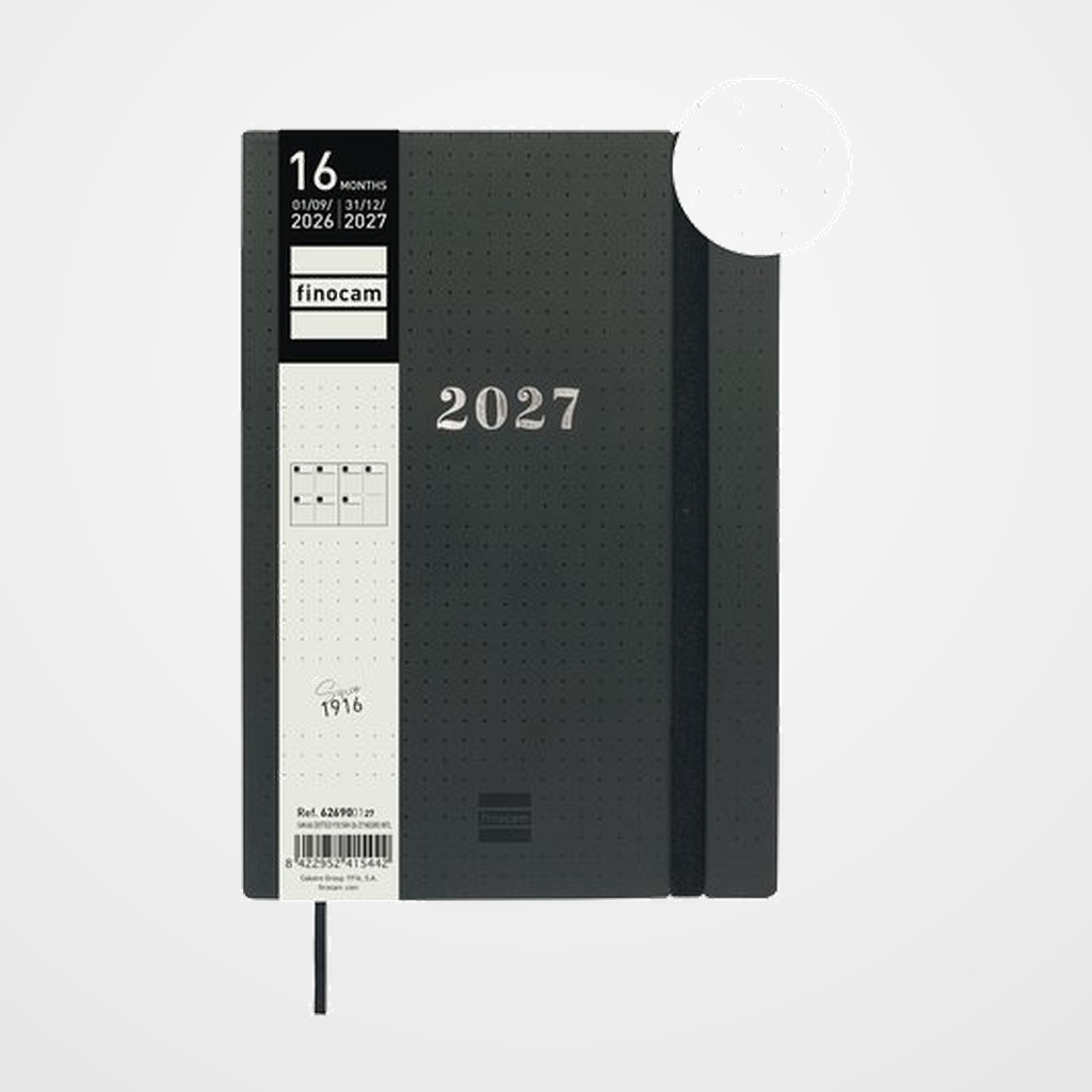 AGENDA ANUAL (2026-27) FINOCAM 16 MESES INTERNACIONAL DOTTED COSIDA S/V APAIS. Y10 140x204 con GOMA NEGRO