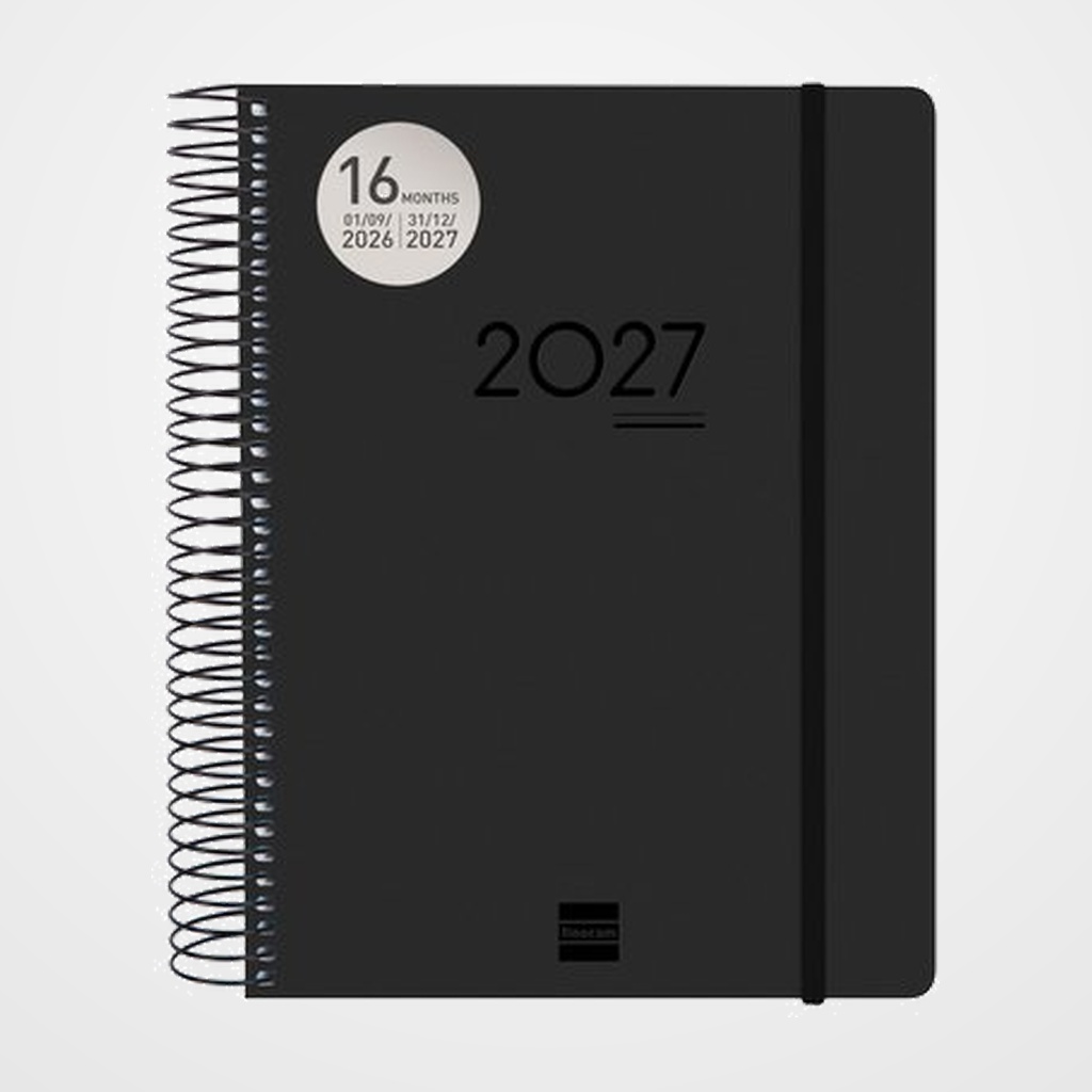 AGENDA ANUAL (2026-27) FINOCAM 16 MESES INTERNACIONAL IKON ESPIRAL tapa PP D/P E10 155x212 con GOMA NEGRO