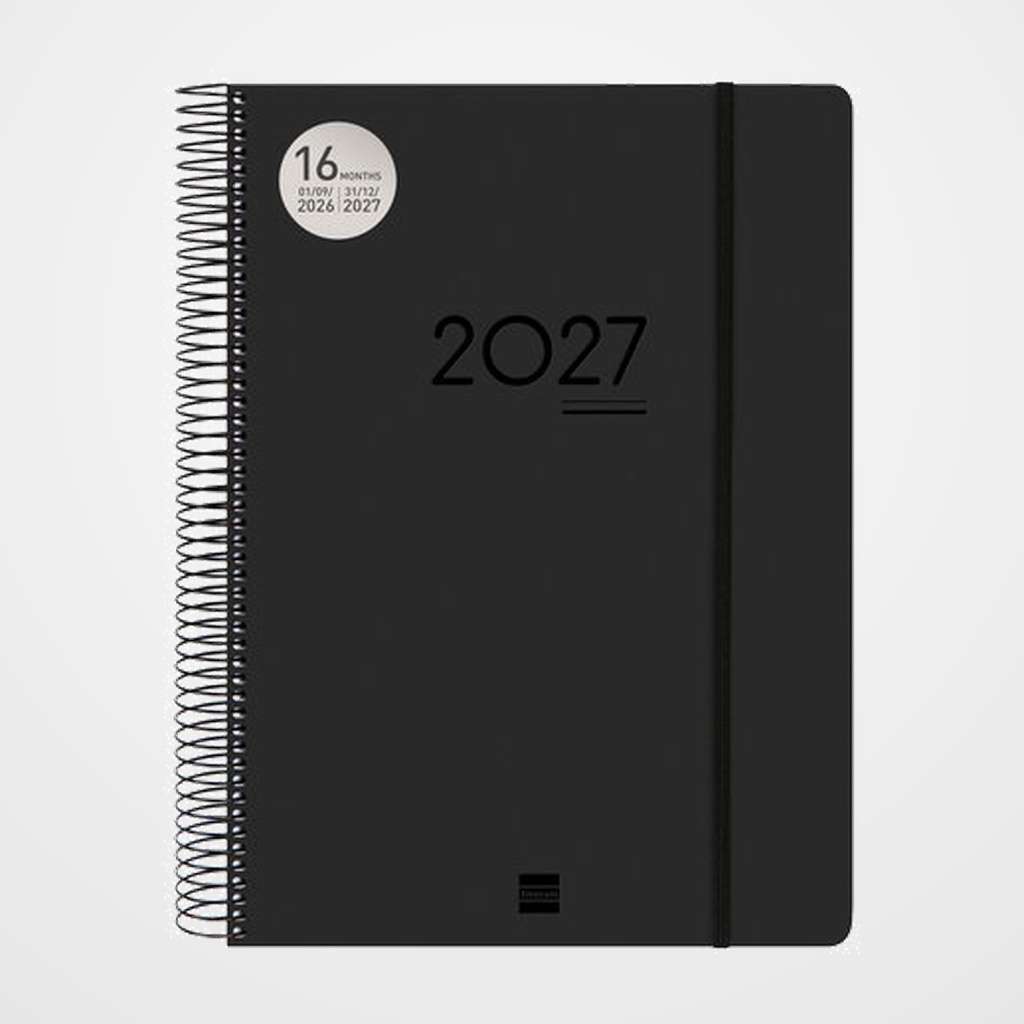 AGENDA ANUAL (2026-27) FINOCAM 16 MESES INTERNACIONAL IKON ESPIRAL tapa PP D/P E40 210x297 con GOMA NEGRO