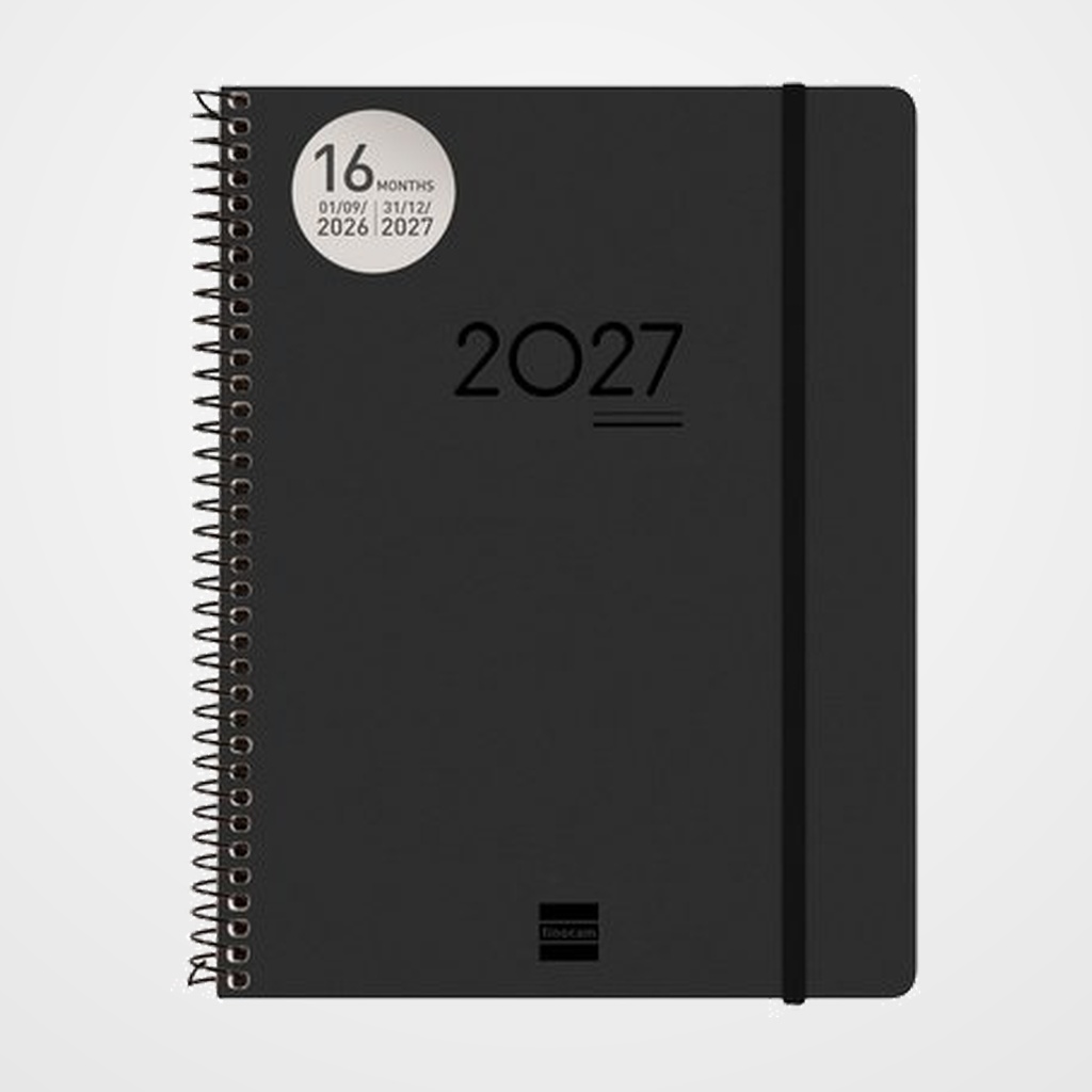 AGENDA ANUAL (2026-27) FINOCAM 16 MESES INTERNACIONAL IKON ESPIRAL tapa PP S/V E10 155x212 con GOMA NEGRO