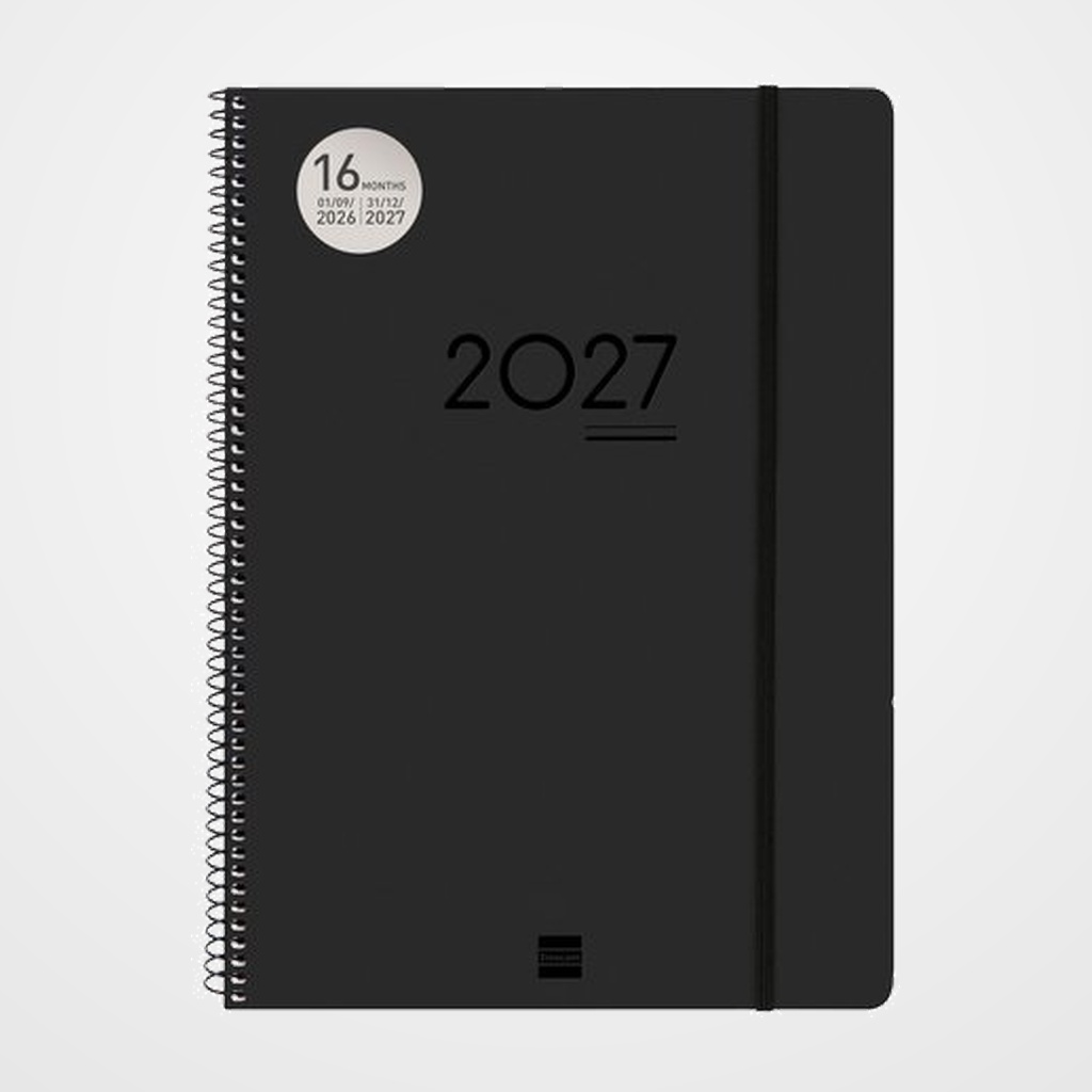AGENDA ANUAL (2026-27) FINOCAM 16 MESES INTERNACIONAL IKON ESPIRAL tapa PP S/V E40 210x297 con GOMA NEGRO