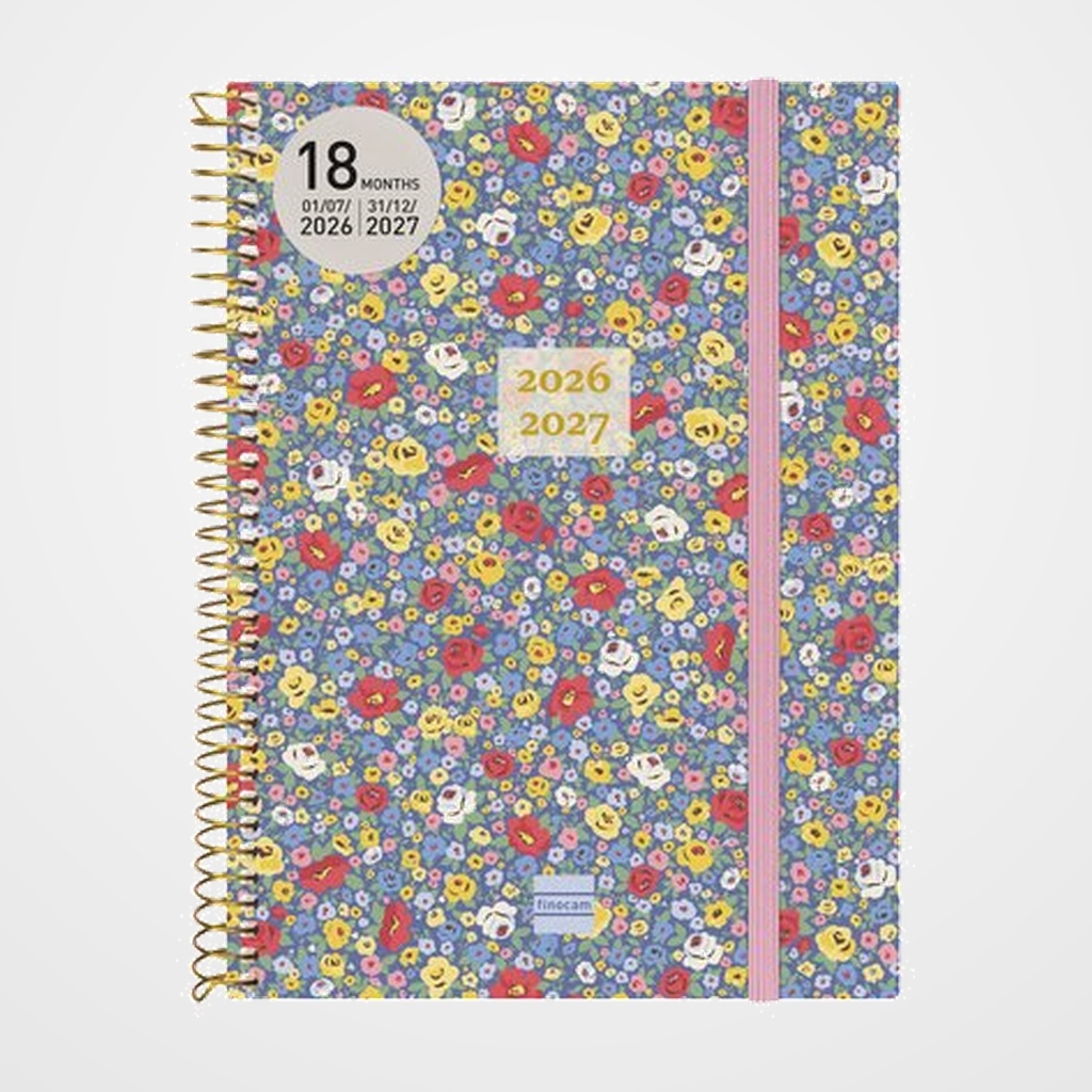 AGENDA ANUAL (2026-27) FINOCAM 18 MESES INTERNACIONAL ESPIRAL tapa PP S/V APAIS. E10 155x212 con GOMA GIRL