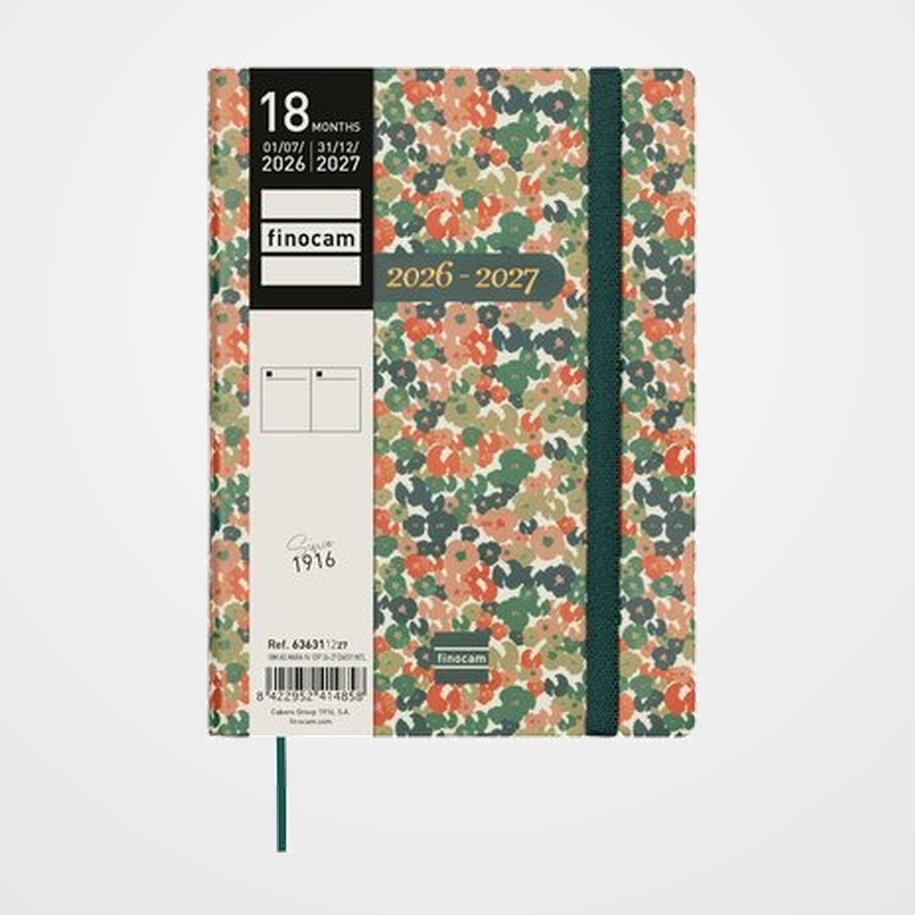 AGENDA ANUAL (2026-27) FINOCAM 18 MESES INTERNACIONAL MARA COSIDA tapa EXTRADURA D/P Y4 120x170 con GOMA DAISY