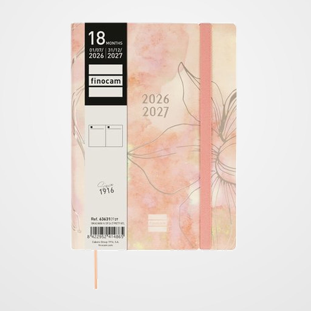 [82701012] AGENDA ANUAL (2026-27) FINOCAM 18 MESES INTERNACIONAL MARA COSIDA tapa EXTRADURA D/P Y4 120x170 con GOMA PRETTY
