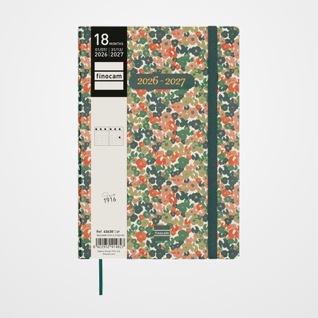 AGENDA ANUAL (2026-27) FINOCAM 18 MESES INTERNACIONAL MARA COSIDA tapa EXTRADURA S/V Y10 140x204 con GOMA DAISY