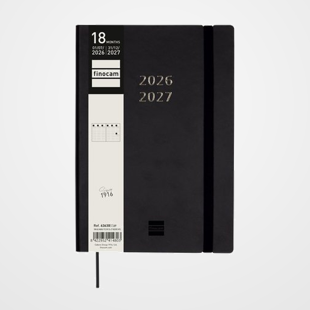 AGENDA ANUAL (2026-27) FINOCAM 18 MESES INTERNACIONAL MARA COSIDA tapa EXTRADURA S/V Y10 140x204 con GOMA NEGRO
