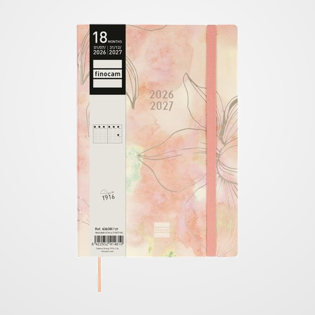 [82701016] AGENDA ANUAL (2026-27) FINOCAM 18 MESES INTERNACIONAL MARA COSIDA tapa EXTRADURA S/V Y10 140x204 con GOMA PRETTY