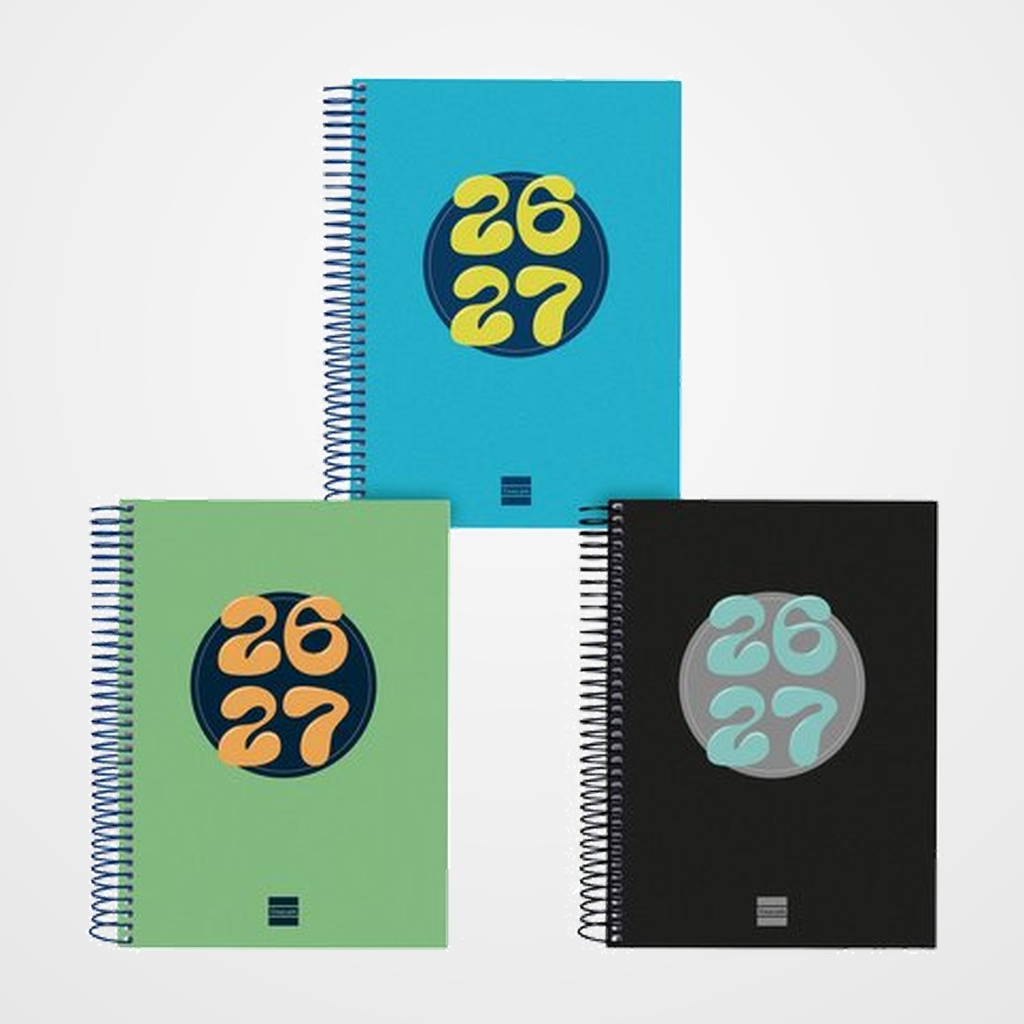 AGENDA ESCOLAR (2026-27) FINOCAM CATALAN COOL ESPIRAL tapa EXTRADURA D/P 4º 155x212 ASSORTIMENT PACK de 8