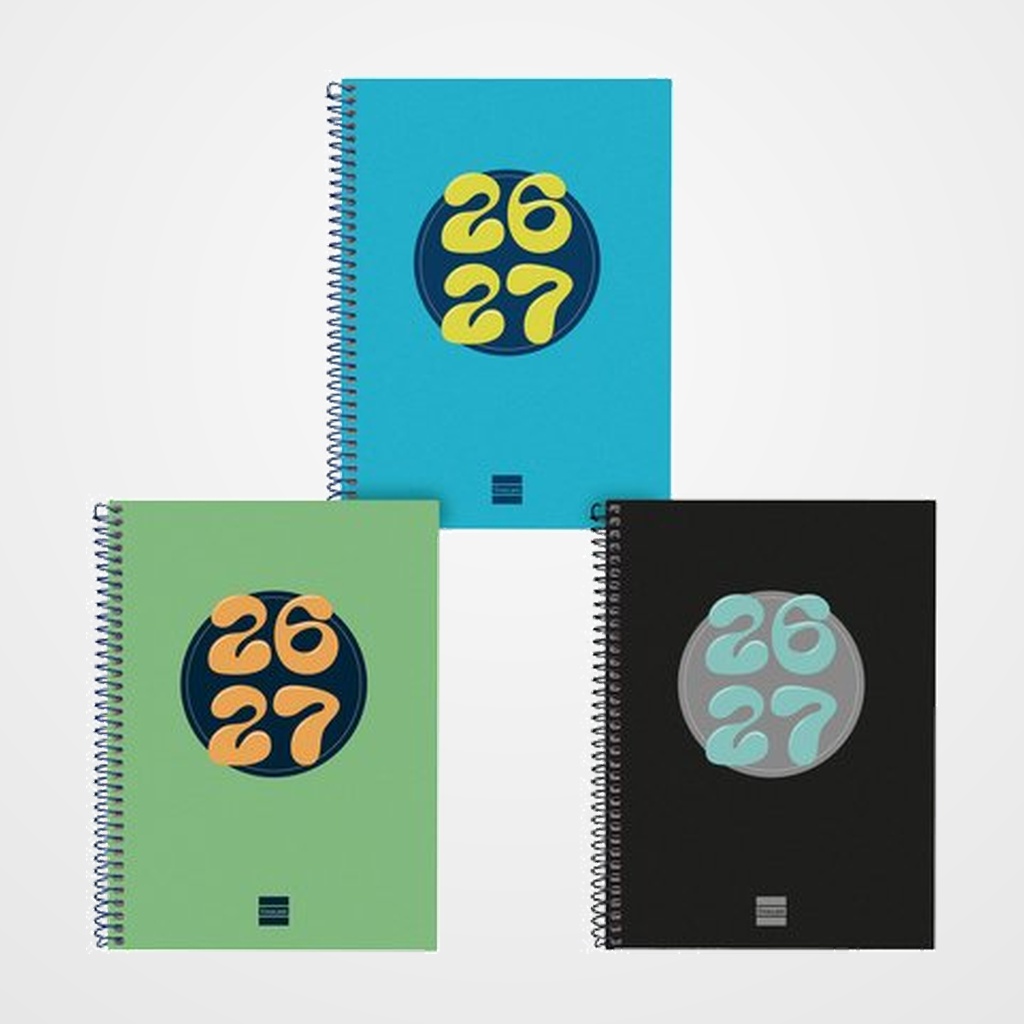 AGENDA ESCOLAR (2026-27) FINOCAM CATALAN COOL ESPIRAL tapa EXTRADURA S/V APAIS. 4º 155x212 ASSORTIMENT PACK de 8