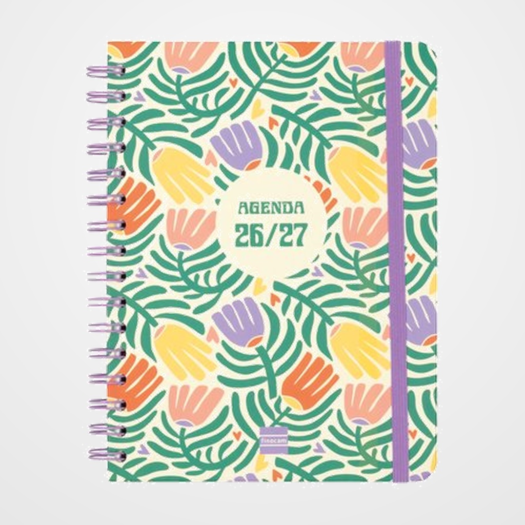 AGENDA ESCOLAR (2026-27) FINOCAM CATALAN COSMO WIRE-O tapa EXTRADURA S/V APAIS. 4º 155x212 con GOMA GARDEN