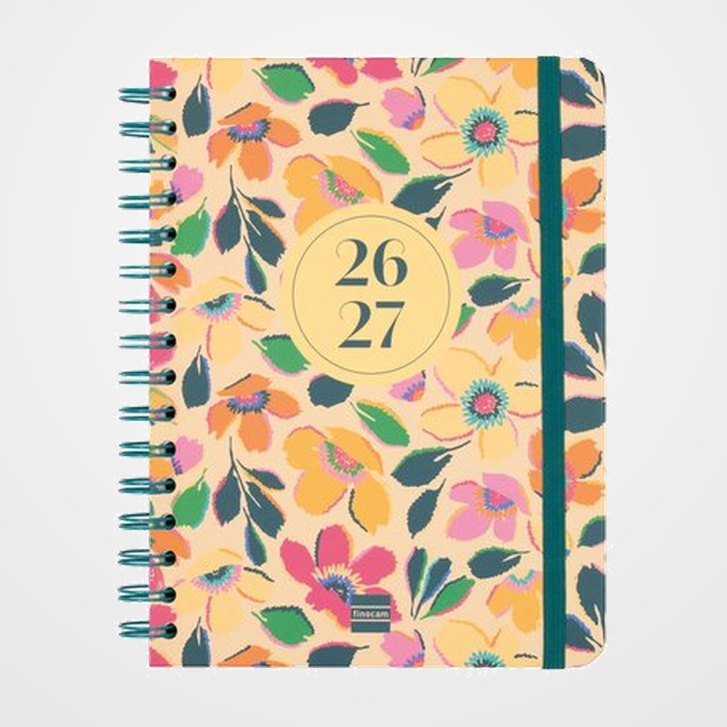 AGENDA ESCOLAR (2026-27) FINOCAM CATALAN COSMO WIRE-O tapa EXTRADURA S/V APAIS. 4º 155x212 con GOMA MELISA