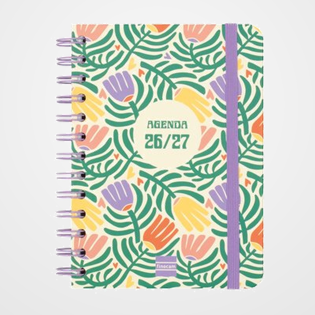 AGENDA ESCOLAR (2026-27) FINOCAM CATALAN COSMO WIRE-O tapa EXTRADURA S/V APAIS. 8º 120x169 con GOMA GARDEN